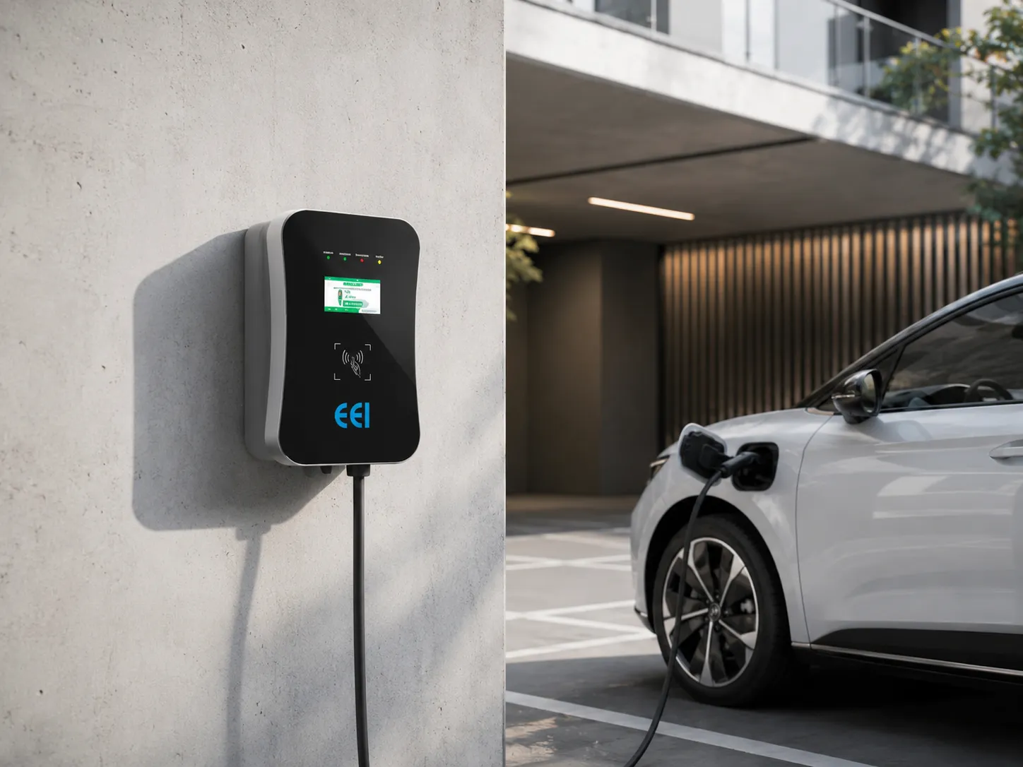 Konut ve ticari otoparkta Helios 22 AC elektrikli araç şarj cihazı